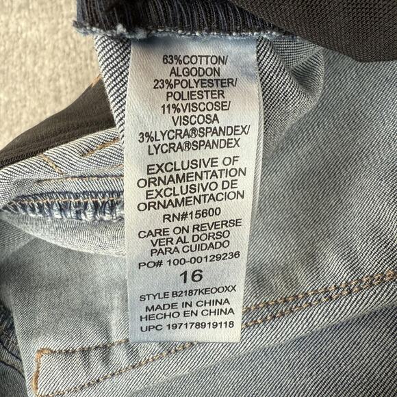 Democracy Jeans Womens 16 Blue Ab Technology Straight Leg Raw Hem Stretch Denim - Picture 5 of 11